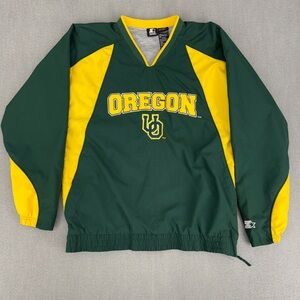 Vintage STARTER Oregon Ducks Men’s S Jacket Pullover Windbreaker V-Neck Lined